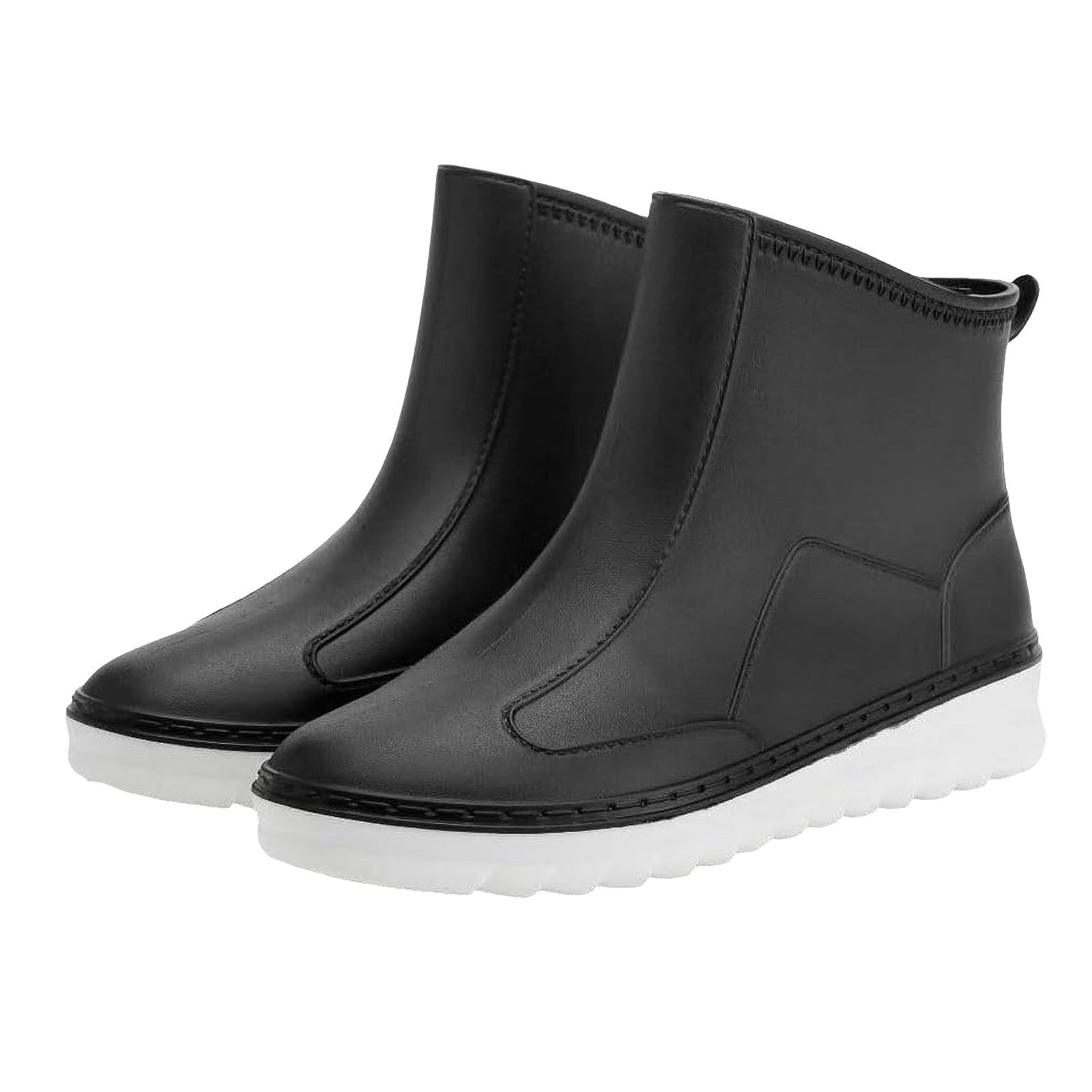 Short Rain Boots for Women Waterproof Wide Calf Ankle Rainboots Rubber Outdoor Work Garden Shoes