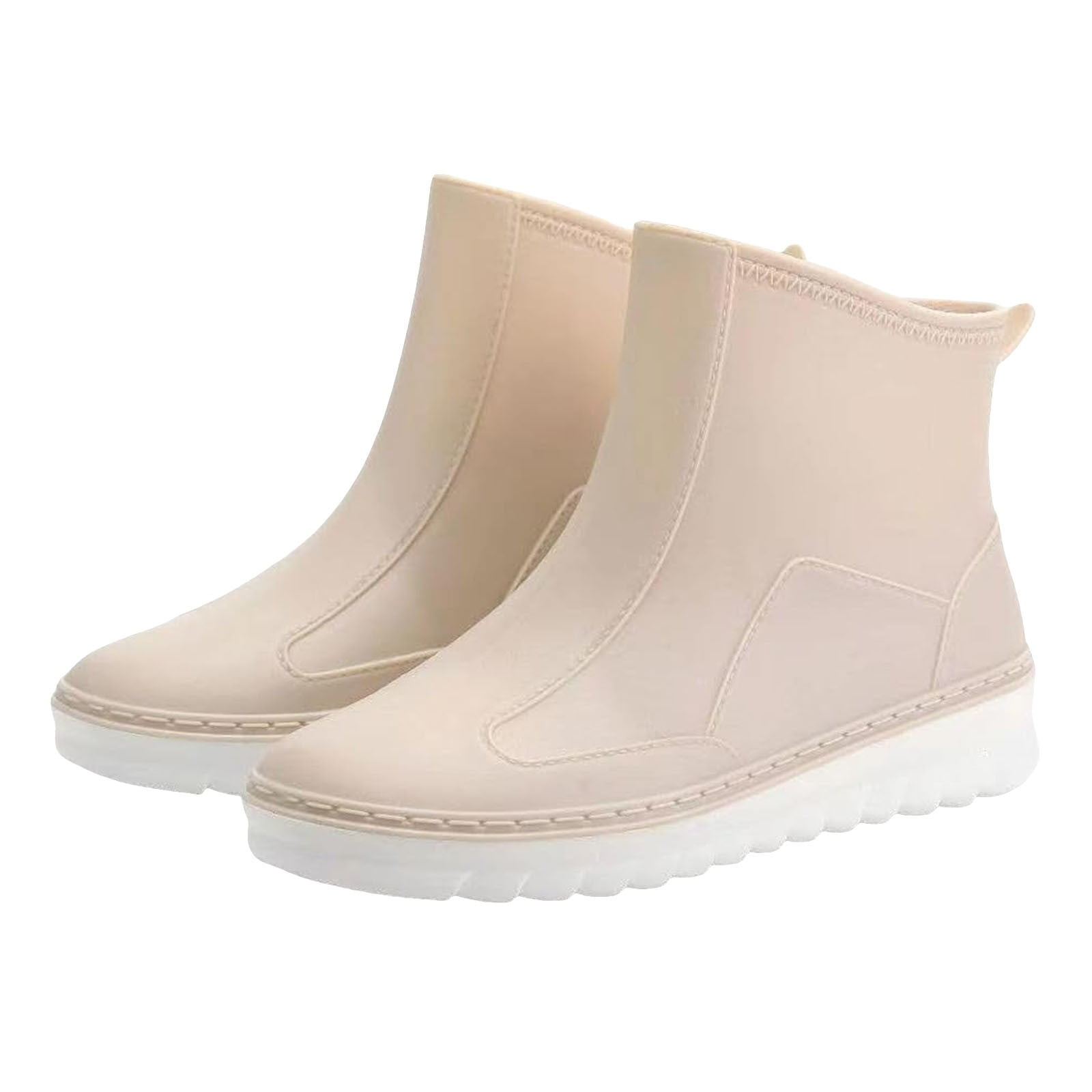 Short Rain Boots for Women Waterproof Wide Calf Ankle Rainboots Rubber Outdoor Work Garden Shoes