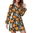 thumbnail image 1 of Short Robes Long Sleeve for Women - Cute Ghost Halloween Soft Women's Belted Bathrobe Nightgown V Neck Cuteness Sleepwear Loungewear Dressing Gown, 1 of 7