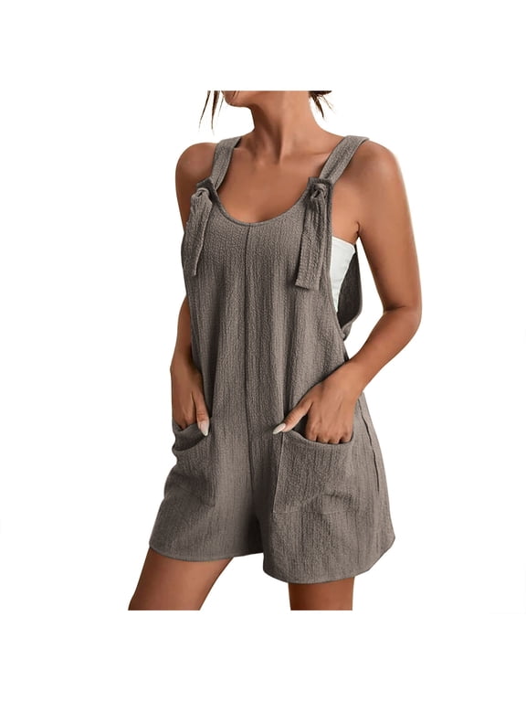 Short Rompers for Women,Overall Shorts for Women,Fashion Summer Casual Sleeveless Suspender Short Jumpsuit,Comfy Casual Romper Loose Adjustable Strap Shortalls with Pockets