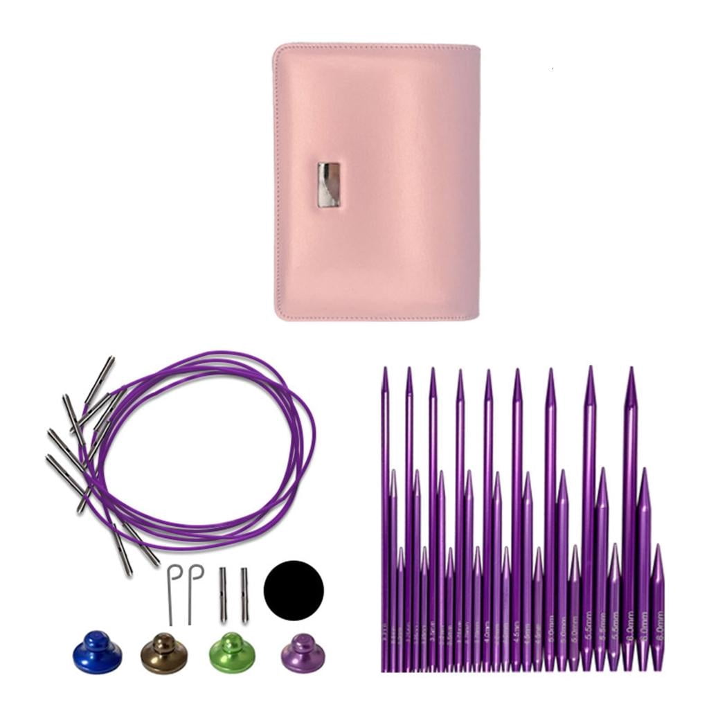 Short Round Knitting Needle 3.0-6.0mm Interchangeable Circular Knitting Needle Set with Case & Accessories for Crafting