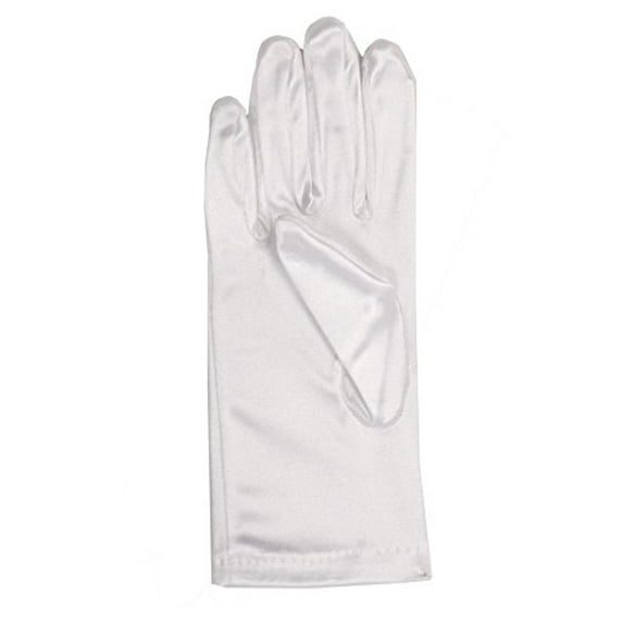 Short Satin Gloves For Communion Easter Pageant Wedding Flower Girl Dress SHORT GLOVES White 13-16 (2X Paris)