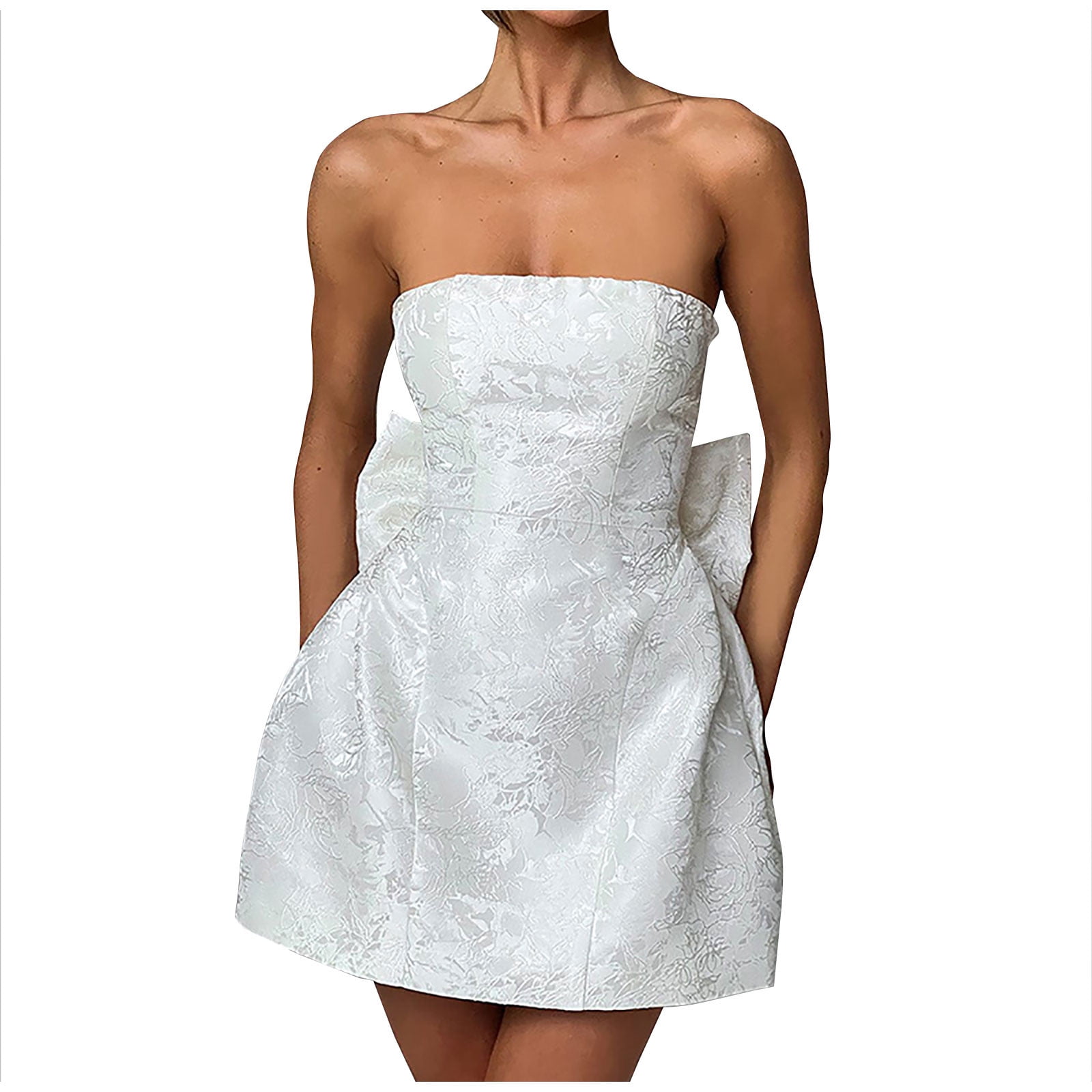 Vintage 3D Flowers Strapless A-Line Lace-up Satin Homecoming Dress Party Dress Short Cocktail Dress DP6808