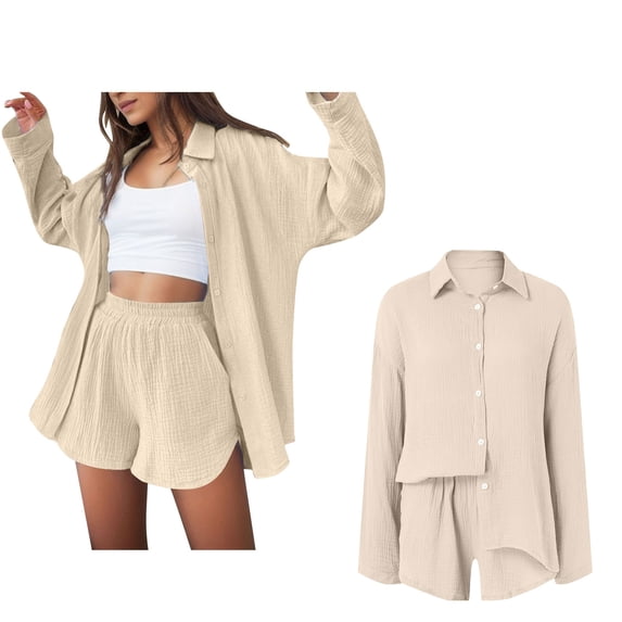 Short Set 2 Piece Outfits Sets Button Down Shirt Short Summer Dresses Vacation Essentials