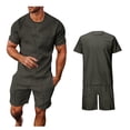 thumbnail image 1 of Short Set Two Piece Outfits Casual T Shirts and Shorts Summer Set Beach Wear Mens Vacation Clothes, 1 of 9