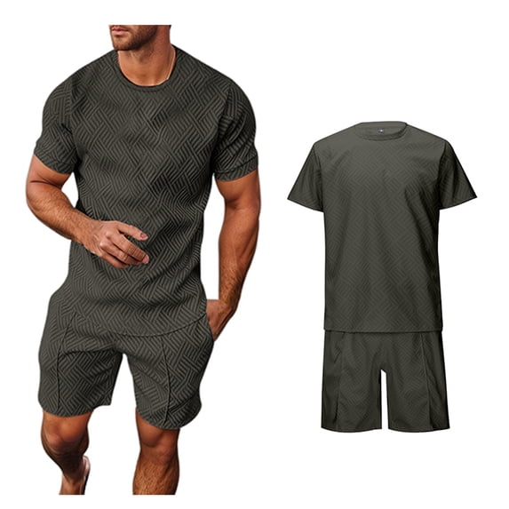 Short Set Two Piece Outfits Casual T Shirts and Shorts Summer Set Beach Wear Mens Vacation Clothes