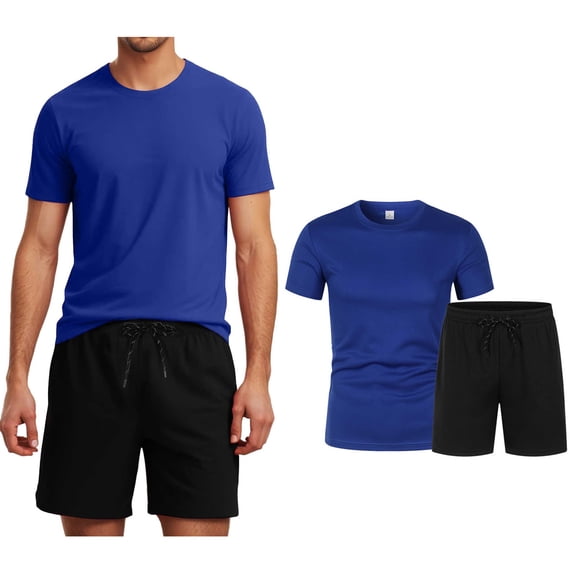 Short Set Two Piece Outfits Men's T Shirts Short Sleeve & Shorts Mens Summer Outfits Beach Vacation Essentials Mens Matching Set