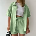 thumbnail image 1 of Short Set Two Piece Outfits Sets Button Down Shirt Short Summer Sets Matching Set Women, 1 of 5