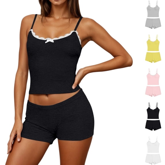 Short Set Two Piece Outfits Sleeveless Tank Tops Shorts Spring Clothes Vacation Outfits