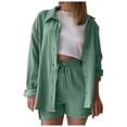 thumbnail image 1 of Short Sets Women 2 Piece Set Button Up Shirts and Shorts Spring Sets Matching Set Women, 1 of 7