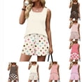 thumbnail image 1 of Short Sets for Women Lounge 2 Piece Sets for Women Polka Dots Beach Vacation Sleeveless Square Neck Tank Tops and Shorts Summer Outfits for Women Hot Pink XXXL, 1 of 8