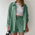 thumbnail image 1 of Short Sets Women Outfits for Women 2 Piece Sets Button Down Blouse and Shorts Summer Dresses Fashion Clothing, 1 of 6
