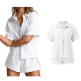 thumbnail image 1 of Short Sets Women Two Piece Set Button Down Blouse and Shorts Womens Summer Outfits Workout Outfits for Women, 1 of 6