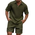 thumbnail image 1 of Short Sets for Men 2 Piece Comfy Waffle Knit Lightweight Vacation Outfits Summer Matching Shorts Two Piece Sets Navy S, 1 of 5