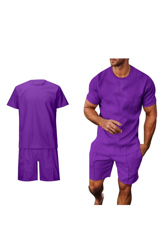 Short Sets for Men 2 Piece Short Sleeve T Shirt & Shorts Summer Set Beach Wear Clothing Matching Sets