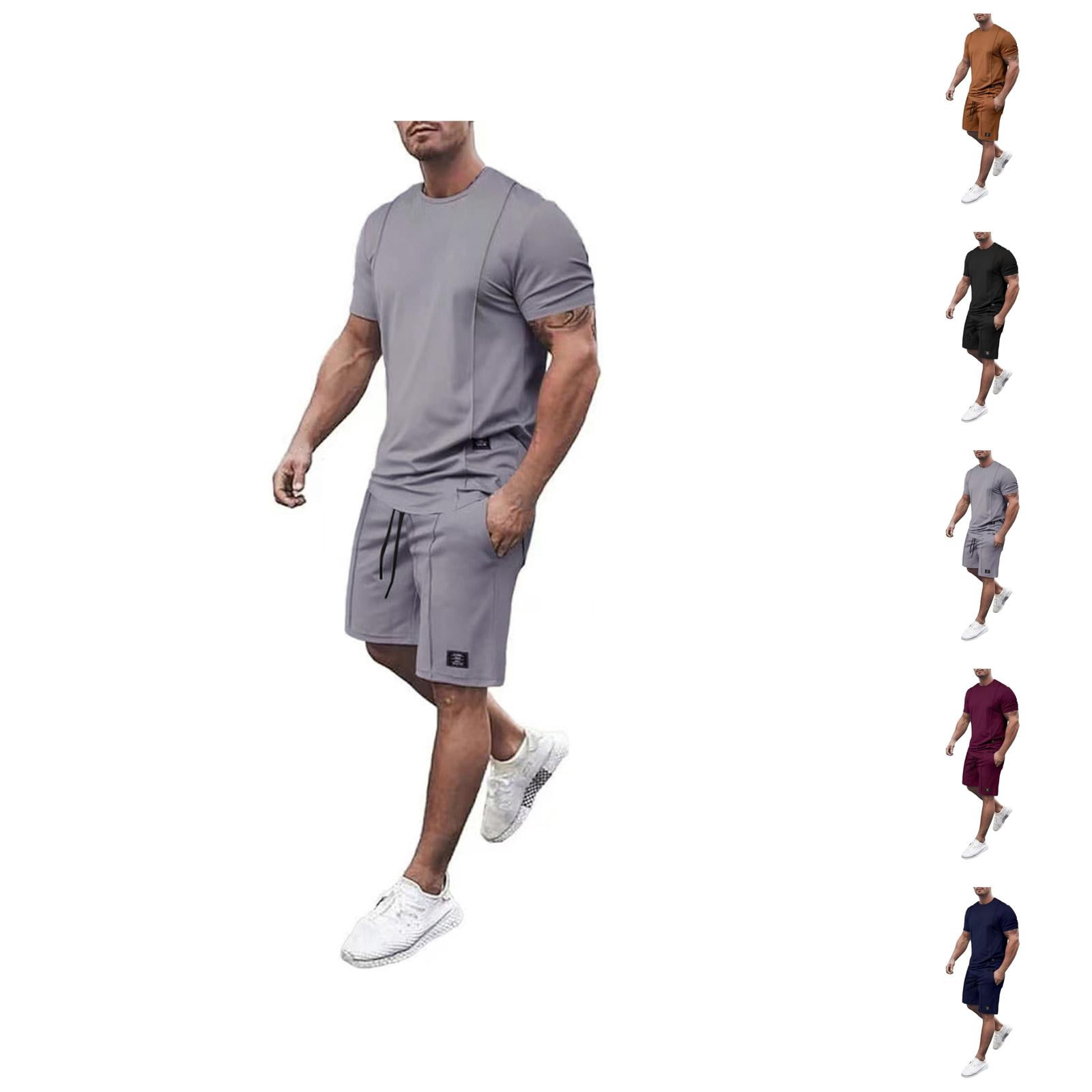 Short Sets for Men Short Sleeve Crewneck T Shirt and Bermuda Shorts 2 ...