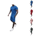 thumbnail image 1 of Short Sets for Men Short Sleeve Crewneck T Shirt and Bermuda Shorts 2 Piece Matching Set Tracksuit Summer Outfits, 1 of 5