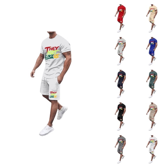 Short Sets for Men They Not like Us Graphic Crewneck T Shirt and Shorts 2 Piece Matching Set Mens Summer Outfits