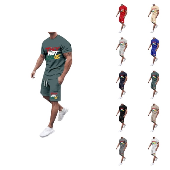 Short Sets for Men They Not like Us Graphic Crewneck T Shirt and Shorts 2 Piece Matching Set Mens Summer Outfits