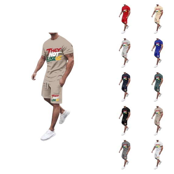 Short Sets for Men They Not like Us Graphic Crewneck T Shirt and Shorts 2 Piece Matching Set Mens Summer Outfits