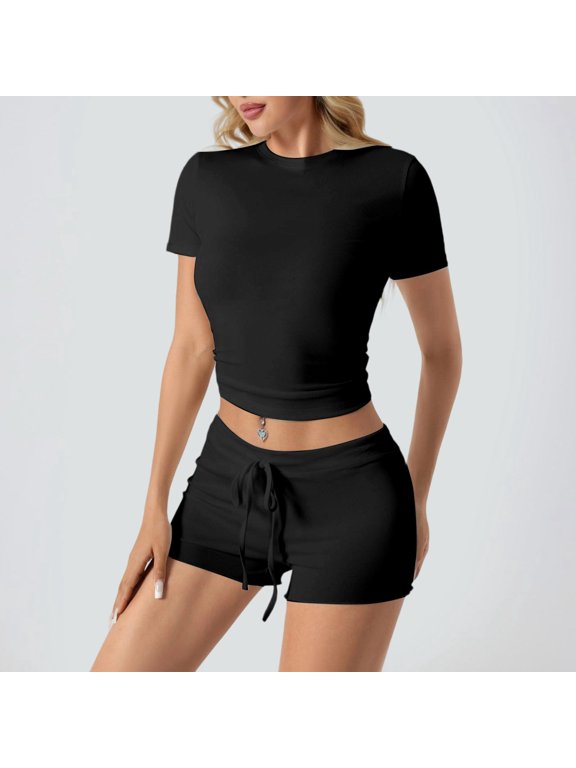 Short Sets for Women 2 Piece Outfits Sets Short Sleeve Tops Shorts Spring Outfits Women Clothing