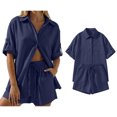 thumbnail image 1 of Short Sets for Women 2 Piece Set Button Up Shirts and Shorts Spring Clothes Cute Outfits, 1 of 5