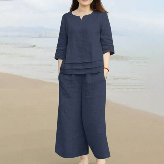 Short Sets for Women 2 Piece Two Piece Short Set for Women Spring/Summer Satin Solid Color V-Neck Suit With Irregular Hem