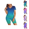 thumbnail image 1 of Short Sets for Women Gradient Color Short Sleeve V Neck T Shirt and Shorts 2 Piece Matching Set Womens Lounge Set, 1 of 7