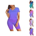 thumbnail image 1 of Short Sets for Women Gradient Color Short Sleeve V Neck T Shirt and Shorts 2 Piece Matching Set Womens Lounge Set, 1 of 4