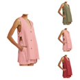 thumbnail image 1 of Short Sets for Women Linen Sleeveless V Neck Button Tank Top and Shorts 2 Piece Matching Set Beach Vacation Sets, 1 of 6