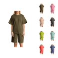 thumbnail image 1 of Short Sets for Women Loose Fit Short Sleeve Crewneck T Shirt and Shorts 2 Piece Matching Set Summer Loungewear, 1 of 5