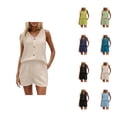thumbnail image 1 of Short Sets for Women Loose Fit Sleeveless V Neck Tank Top and Shorts 2 Piece Matching Set Summer Loungewear, 1 of 4