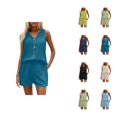 thumbnail image 1 of Short Sets for Women Loose Fit Sleeveless V Neck Tank Top and Shorts 2 Piece Matching Set Summer Loungewear, 1 of 3