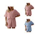 thumbnail image 1 of Short Sets for Women Short Batwing Sleeve Crewneck T Shirt and Shorts 2 Piece Matching Set Womens Lounge Set, 1 of 9