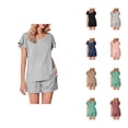 thumbnail image 1 of Short Sets for Women Short Ruffle Sleeve V Neck T Shirt and Shorts 2 Piece Matching Set Womens Lounge Set Summer Outfits, 1 of 8
