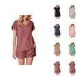 thumbnail image 1 of Short Sets for Women Short Ruffle Sleeve V Neck T Shirt and Shorts 2 Piece Matching Set Womens Lounge Set Summer Outfits, 1 of 8