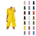 thumbnail image 1 of Short Sets for Women Short Sleeve V Neck T Shirt and Shorts 2 Piece Matching Set Summer Beach Vacation Sets, 1 of 7