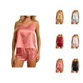 thumbnail image 1 of Short Sets for Women Silk Satin Camisole Tank Top and Shorts 2 Piece Matching Set Womens Lounge Pajama Set, 1 of 6
