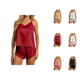 thumbnail image 1 of Short Sets for Women Silk Satin Camisole Tank Top and Shorts 2 Piece Matching Set Womens Lounge Pajama Set, 1 of 7