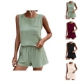 thumbnail image 1 of Short Sets for Women Sleeveless Crewneck Tank Top and Shorts 2 Piece Matching Set Womens Lounge Set Summer Outfits, 1 of 9