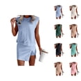 thumbnail image 1 of Short Sets for Women Sleeveless Crewneck Tank Top and Skirted Shorts Skorts 2 Piece Matching Set Summer Loungewear, 1 of 4