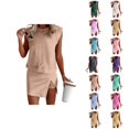 thumbnail image 1 of Short Sets for Women Sleeveless Crewneck Tank Top and Skirted Shorts Skorts 2 Piece Matching Set Womens Lounge Set, 1 of 5