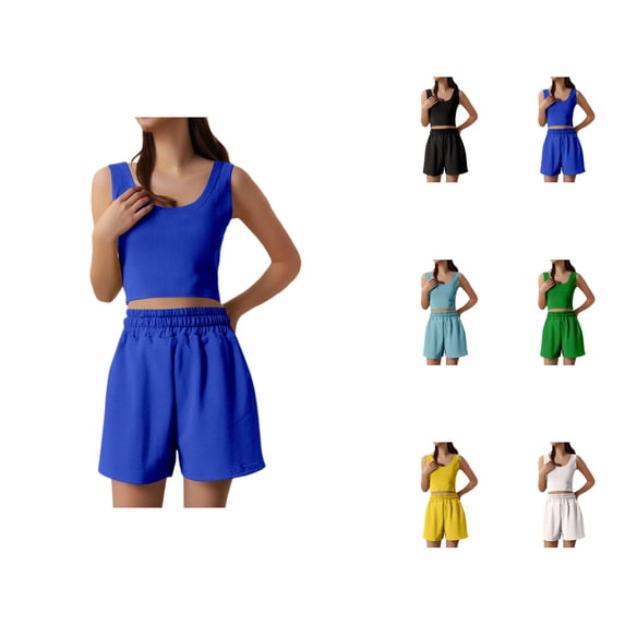 Short Sets for Women Sleeveless Crop Tank Top and Shorts 2 Piece Matching Set Womens Lounge Set