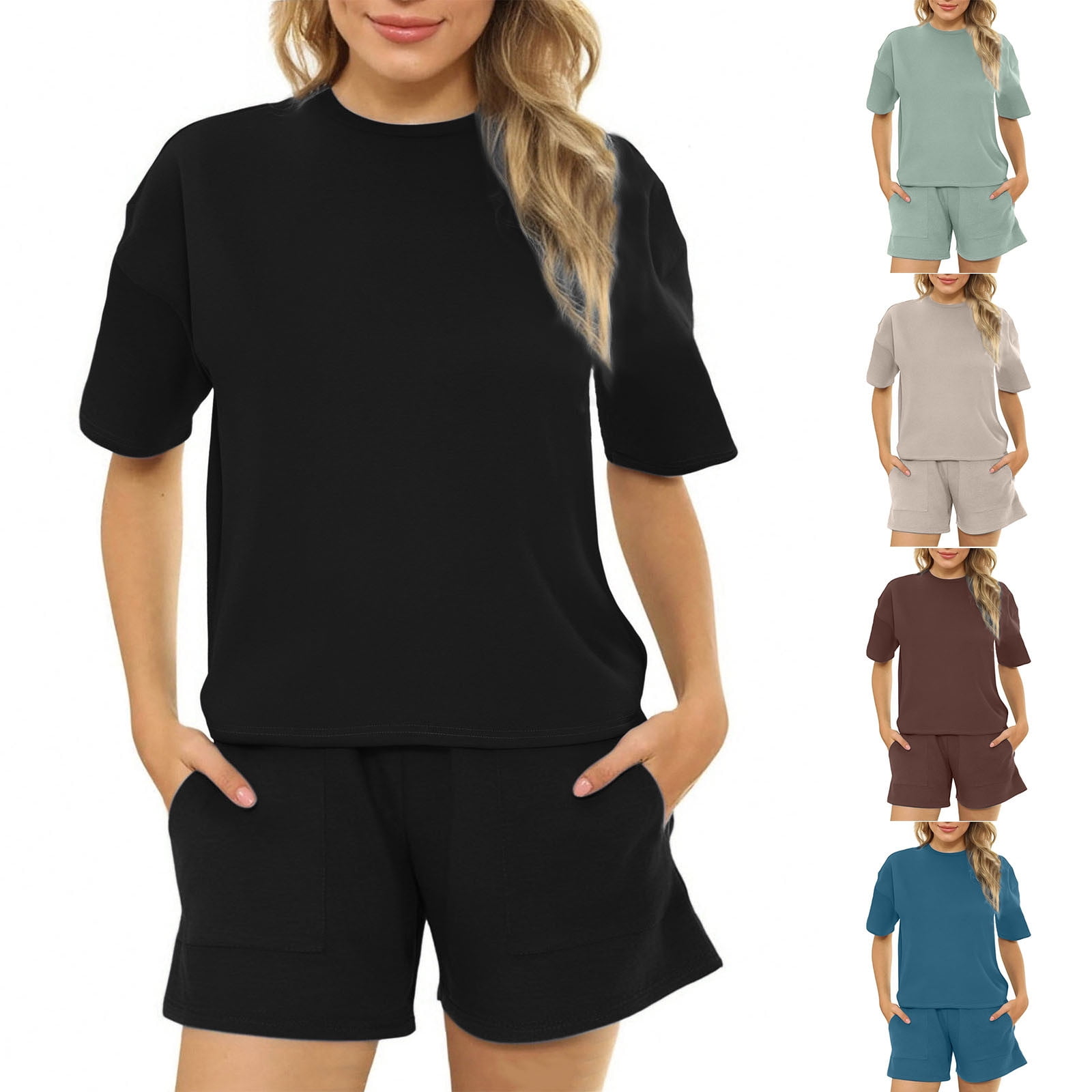 Women's Summer 2-Piece Outfit - Graffiti Print Button-Down Shirt & Shorts Set, Loose Fit