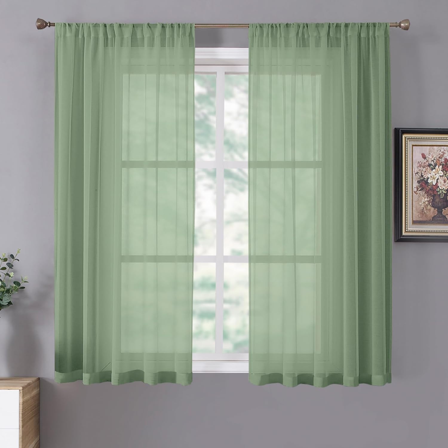 Short Sheer Curtain Linen Textured Bedroom Curtains Sheer Light ...
