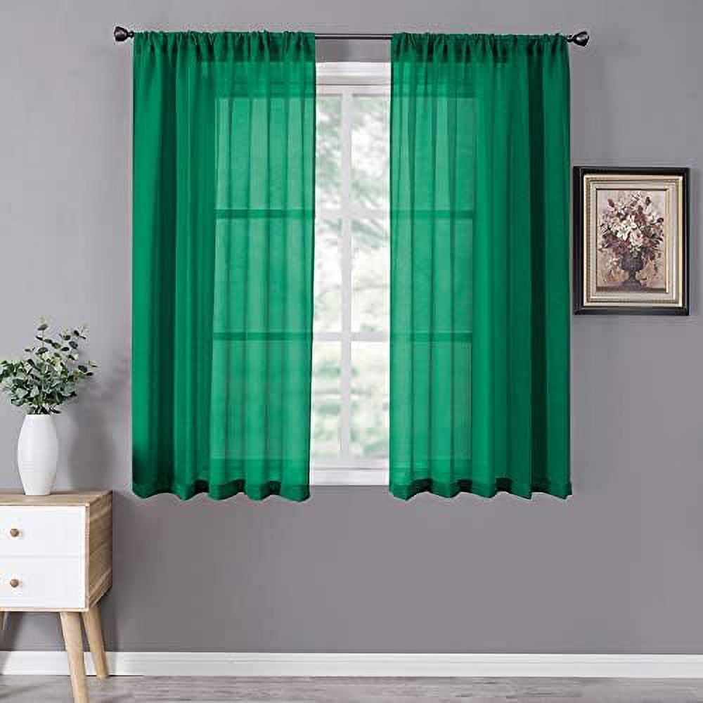 Short Sheer Curtains Linen Textured Bedroom Curtain Sheers Light ...