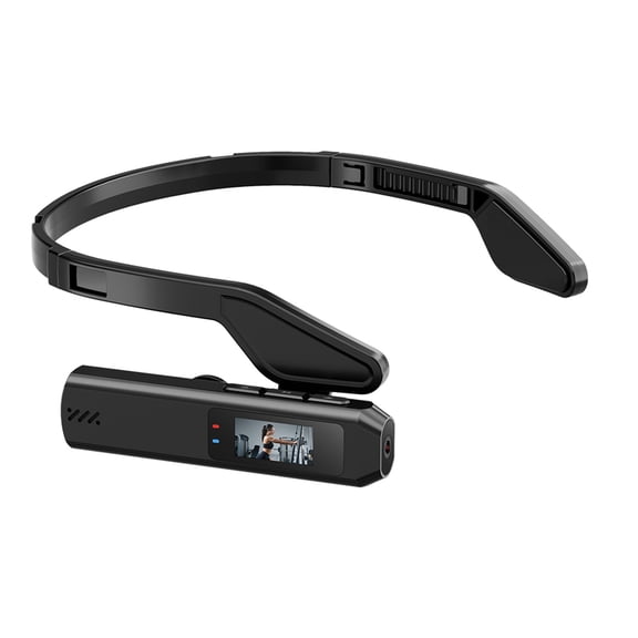 Short Short Camcorder 2.7K HD Head Mounted FPV Video Camera 0.96in Screen Wearable Vlog Cam 110 Degree Wide Angle WiFi APP Control for Walking Travel Cycling