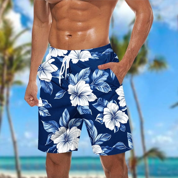 Short Short Mens Workout Shorts Cargo Shorts for Men Relaxed Fit Men Casual Fashion Print Shorts With Pockets Elastic Waist Beach Pants Navy L