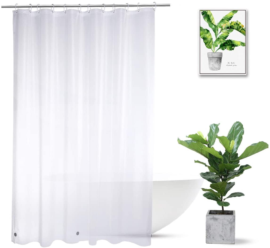 AooHome Clear PEVA Shower Curtain Liner - 72"W X 66"H, Waterproof With 5 Bottom Magnets & Metal Grommets
