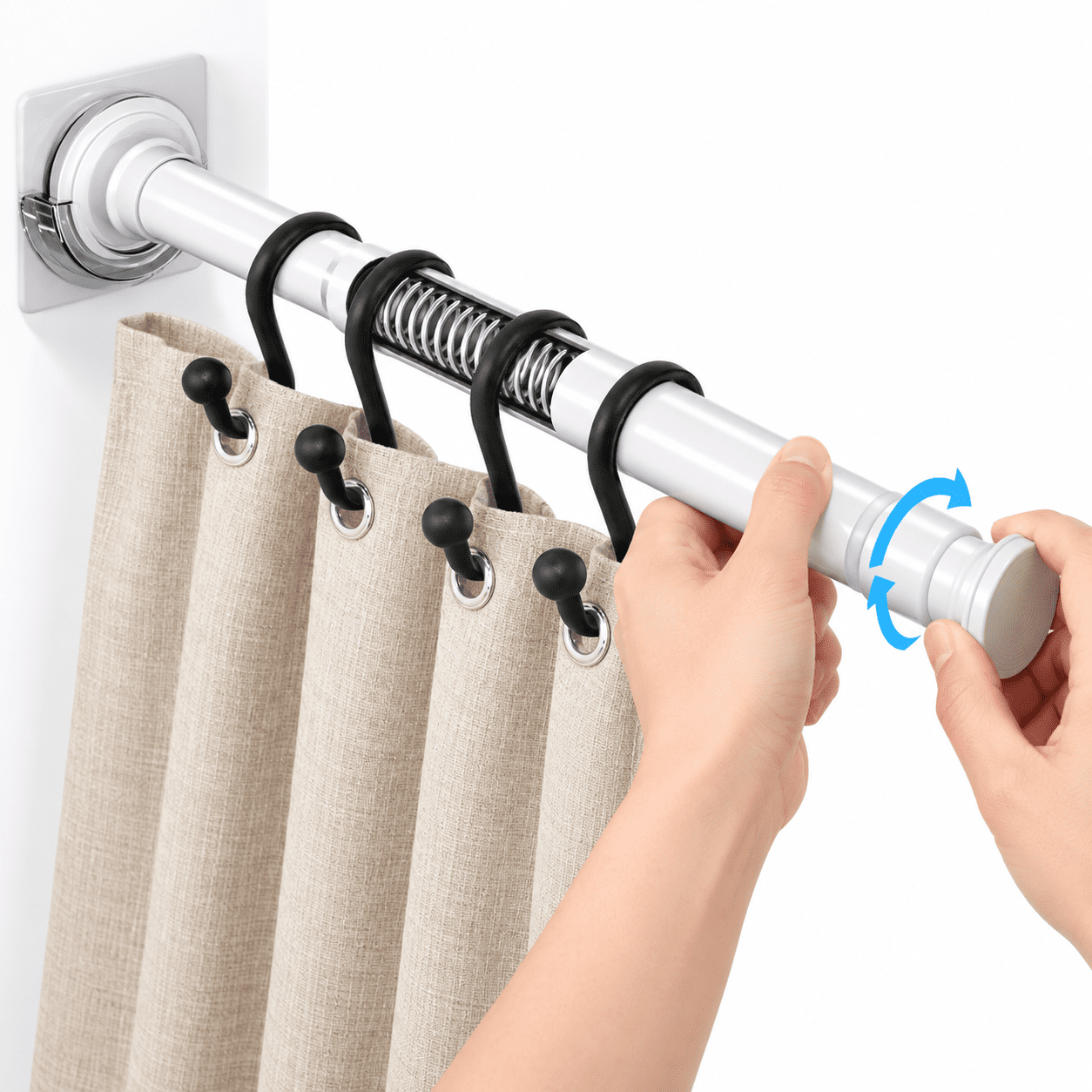 Short Shower Rod 18-32 Inch White Adjustable Tension - Walmart.com